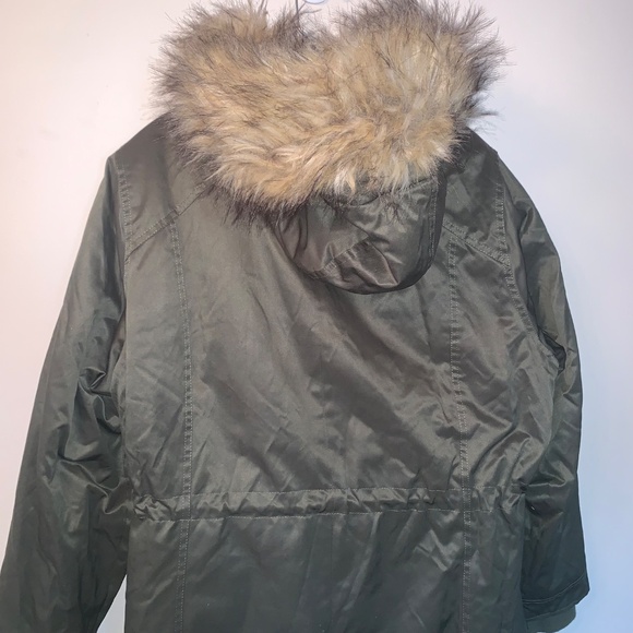 Torrid Green Long Parka Faux Fur Hood 3X - Picture 12 of 16